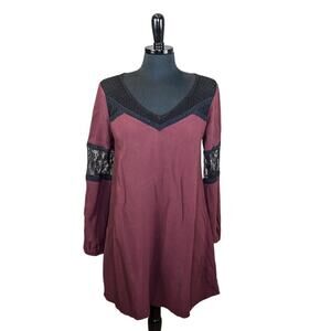 Express Mini Dress Tunic Top Purple Black Lace Witchy Whimsygoth Goth